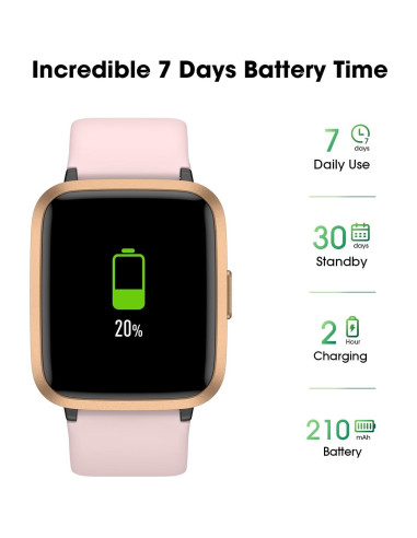 Reloj Inteligente LIVIKEY Rosa con Monitor de Frecuencia