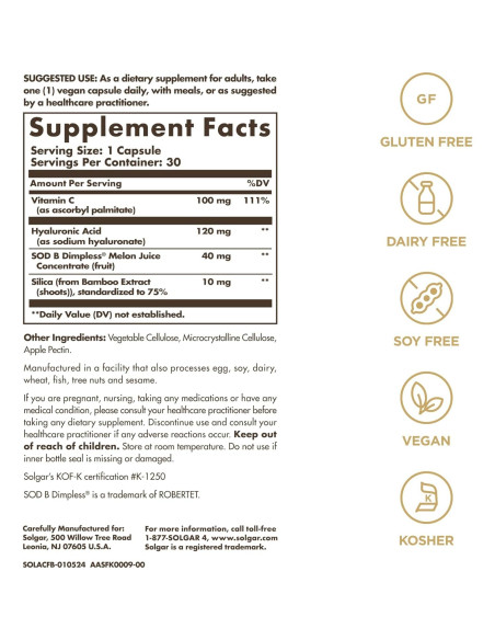 Solgar Luchador Celulitis 30 Porciones Ácido Hialurónico