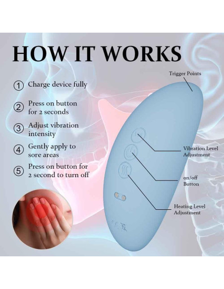 Masajeador TMJ Rozonii Ergonómico con Calor y Vibración