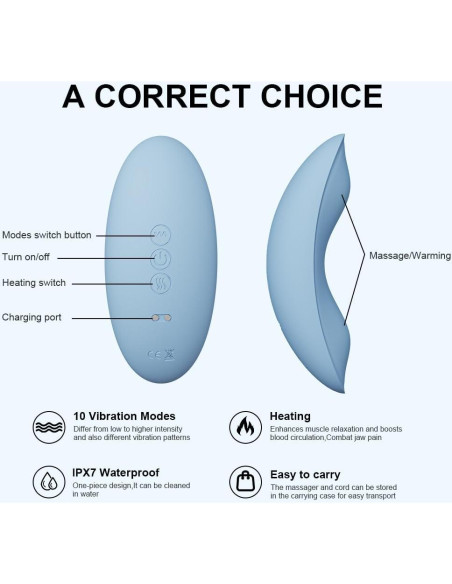 Masajeador TMJ Rozonii Ergonómico con Calor y Vibración