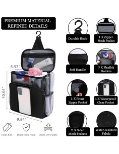 Caddy de Ducha Portátil de Malla - Organizador de Aseo Negro 2