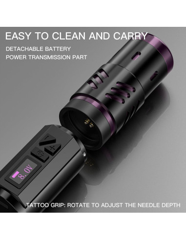 Máquina de Tatuaje Inalámbrica Wormhole HP67-B con Pantalla LED