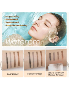 Lápiz de Cejas Microblade OETUIOW Marrón Oscuro 4 Puntas 2