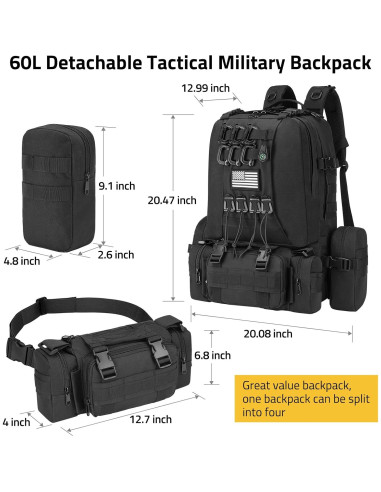 Mochila Táctica CVLIFE 60L Militar para Senderismo y Camping
