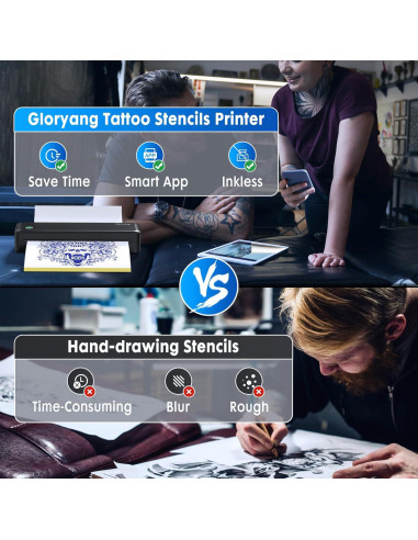 Impresora de Plantillas de Tatuaje Gloryang JD-126 Inalámbrica