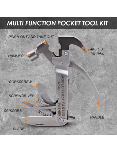 Martillo Multiherramienta PRETTYFINE 12 en 1 para Camping 2