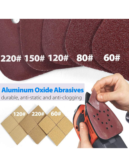 Hojas de Lijado LotFancy 50PCS 60-220 Grano para Black & Decker