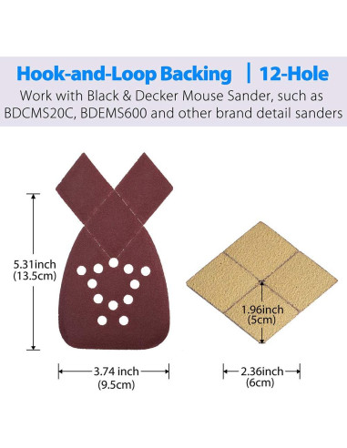 Hojas de Lijado LotFancy 50PCS 60-220 Grano para Black & Decker