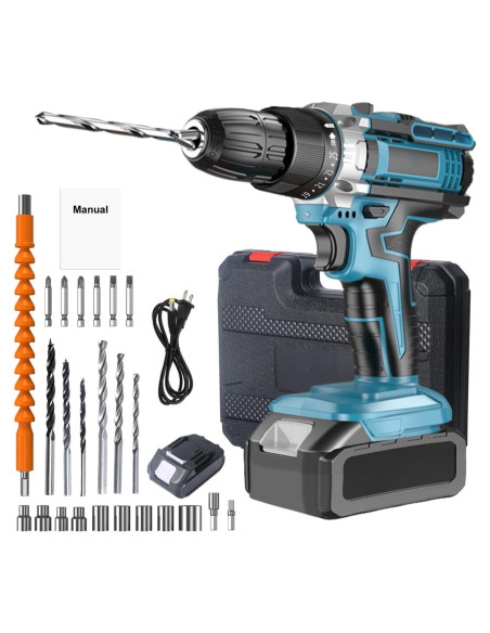 Taladro Inalámbrico DEWIN 21V 2 Velocidades 24 Piezas