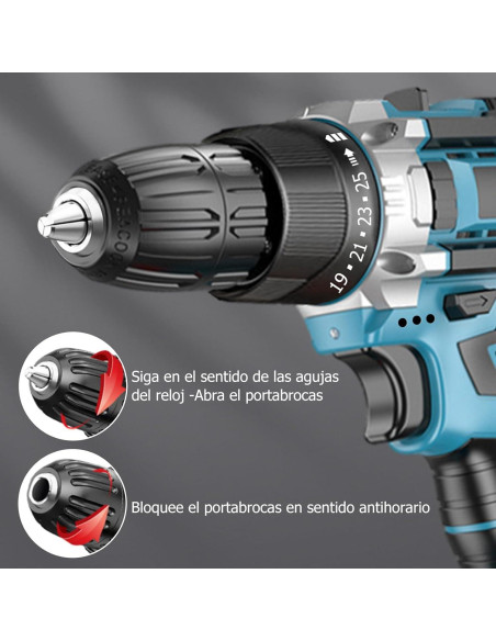Taladro Inalámbrico DEWIN 21V 2 Velocidades 24 Piezas