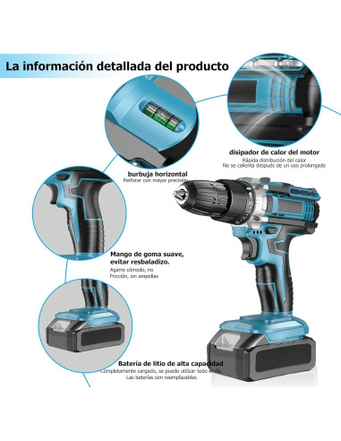 Taladro Inalámbrico DEWIN 21V 2 Velocidades 24 Piezas