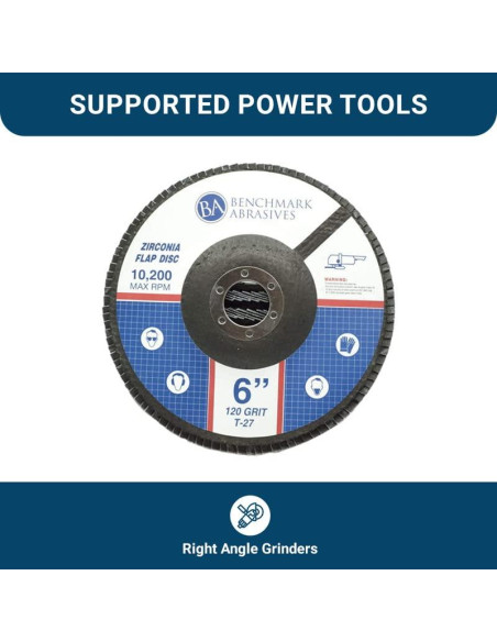 Discos de Aleta 6" Benchmark Abrasives 120 Grano Zirconia