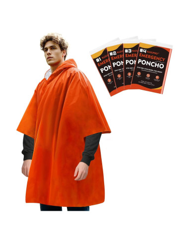 Paquete de 4 Ponchos de Emergencia Rasupro - Impermeables y Térmicos