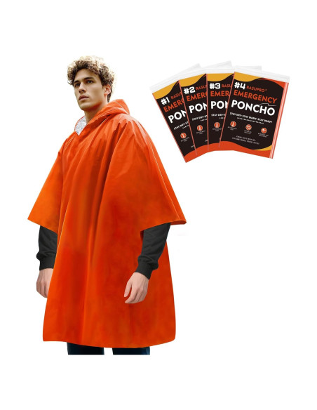 Paquete de 4 Ponchos de Emergencia Rasupro - Impermeables y Térmicos