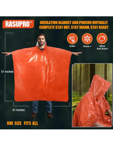Paquete de 4 Ponchos de Emergencia Rasupro - Impermeables y Térmicos