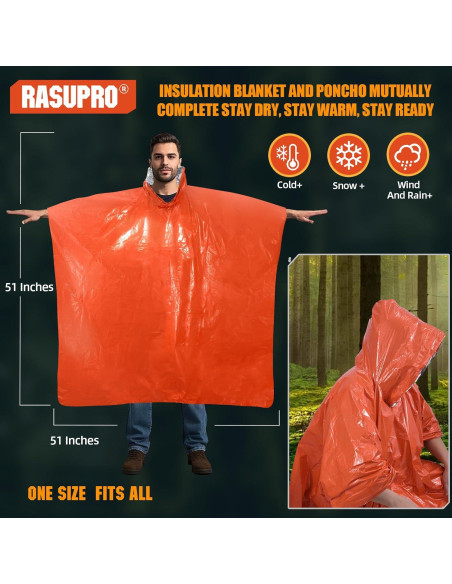 Paquete de 4 Ponchos de Emergencia Rasupro - Impermeables y Térmicos