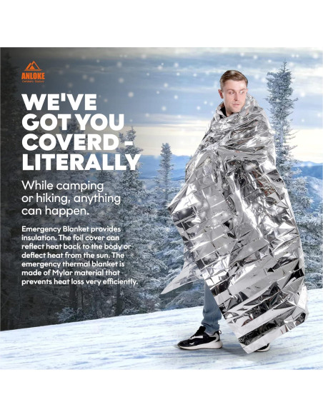 Manta Térmica ANLOKE 10 Paquete 82x64 cm Supervivencia