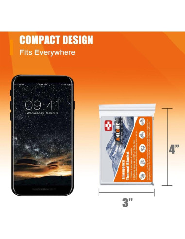 Manta Térmica ANLOKE 10 Paquete 82x64 cm Supervivencia