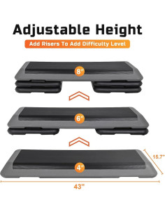 Plataforma de Paso Aeróbico ZENY 109 cm Ajustable 3 Niveles 2