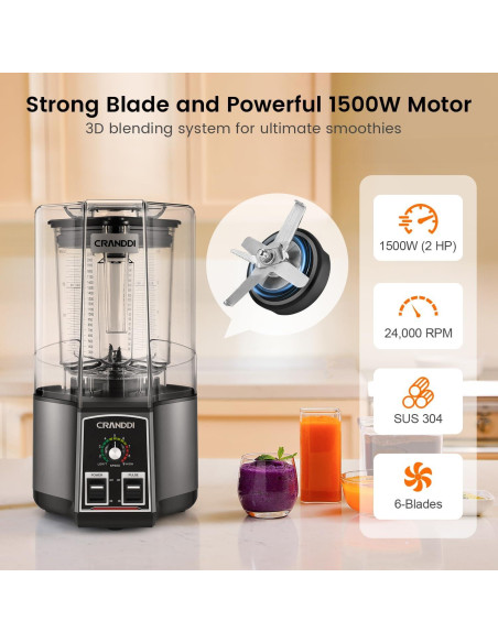 Licuadora CRANDDI K85 2,2L 1500W 9 Velocidades Gris