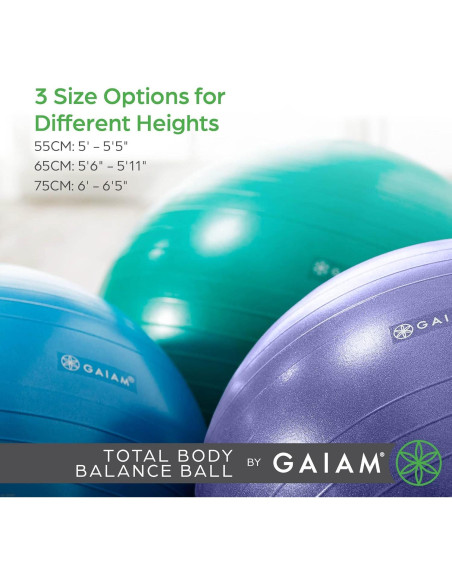 Balón de Ejercicio Gaiam 75cm Azul Anti-Burst con Bomba