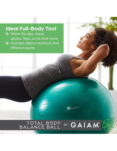 Balón de Ejercicio Gaiam 75cm Azul Anti-Burst con Bomba