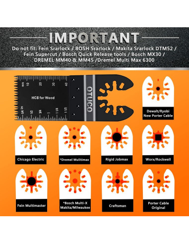 87 Pcs Cuchillas Multiherramienta OTUCO para Madera y Metal