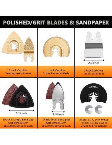 87 Pcs Cuchillas Multiherramienta OTUCO para Madera y Metal