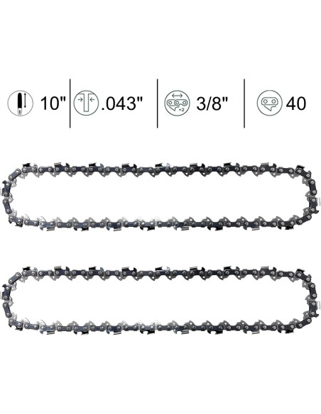 2 Piezas Cadena de Motosierra 25 cm Opuladuo 40 Enlaces