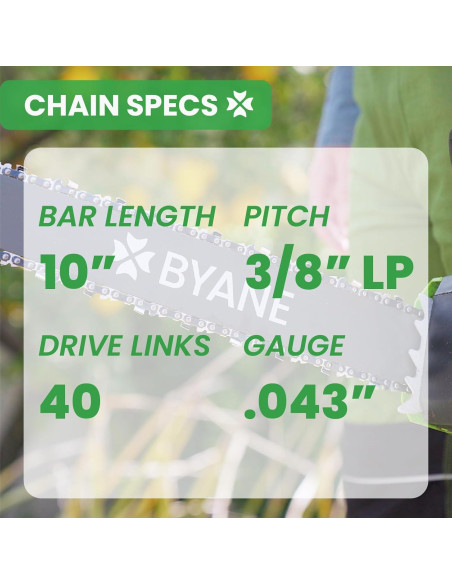 Cadena de Motosierra BYANE 25.4 cm 3/8 LP Pitch 40 Enlaces