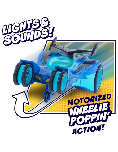 Vehículo PJ Masks Pop-A-Wheelie Cat-Car Just Play con Luces