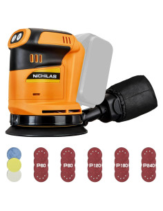 Lijadora Orbital Nichilas 20V 125mm con Recolector de Polvo