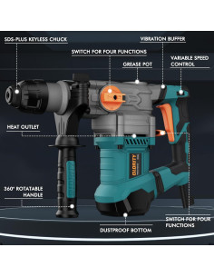 Martillo Perforador GLORITY RH20A 13A 6 Velocidades SDS-Plus 2
