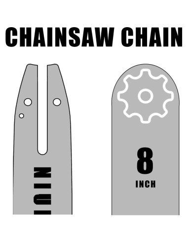 Barra y cadena de motosierra 20 cm NIUBGONER (Barra+2 Cadenas)