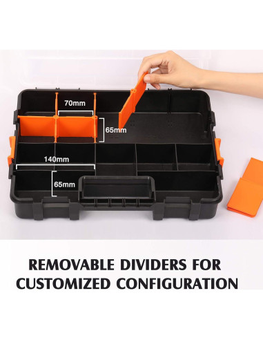 MIXPOWER Caja de Herramientas 34 Compartimentos Negro/Naranja