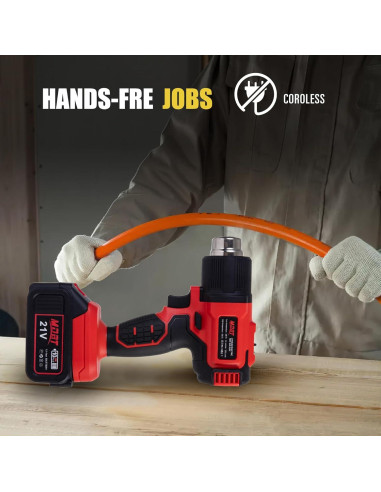 Pistola de Calor Inalámbrica MDBTTOOLS 21V 300W con 5 Boquillas