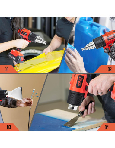 Pistola de Calor Inalámbrica MDBTTOOLS 21V 300W con 5 Boquillas