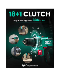 Taladro Inalámbrico DCA 20V 336 Nm Torque 2 Velocidades 2