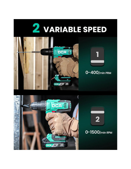 Taladro Inalámbrico DCA 20V 336 Nm Torque 2 Velocidades