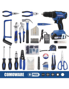 Kit de Herramientas COMOWARE 120 Pcs con Taladro 20V 2