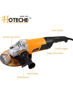 Amoladora Angular Hoteche 230mm 3.4HP con Mango y Seguridad 2