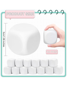 10 Dados de Espuma EVA Blancos 5 cm para Manualidades y Juegos 2