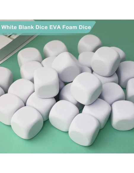 10 Dados de Espuma EVA Blancos 5 cm para Manualidades y Juegos