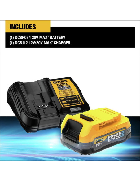Batería Compacta DEWALT 20V MAX* POWERSTACK + Cargador