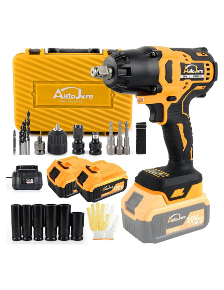 Llave de impacto inalámbrica AUTOJARE 20V 650N.m 3 en 1