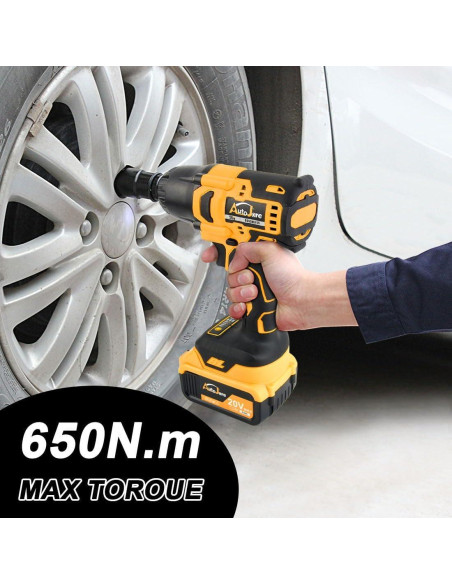 Llave de impacto inalámbrica AUTOJARE 20V 650N.m 3 en 1