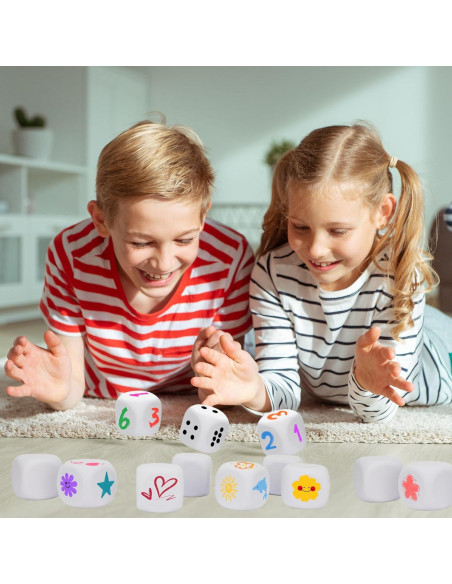 10 Dados de Espuma EVA Blancos 5 cm para Manualidades y Juegos