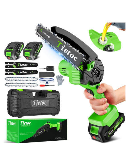 Mini Motosierra Tietoc 6" Inalámbrica con 2 Baterías