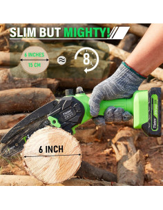 Mini Motosierra Tietoc 6" Inalámbrica con 2 Baterías 2