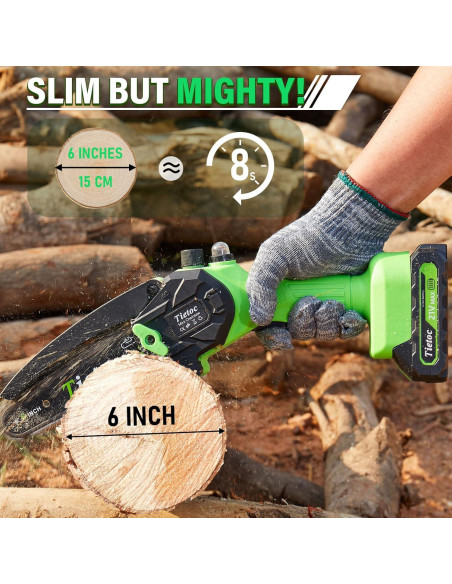 Mini Motosierra Tietoc 6" Inalámbrica con 2 Baterías